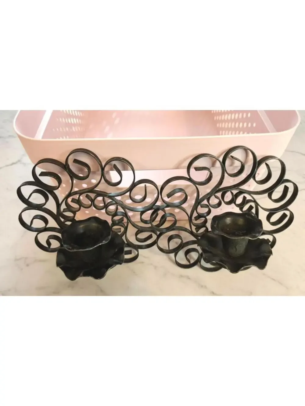 4 Pc Vintage Decorative Wrought Iron Scroll Work Heart and 3 Sconces